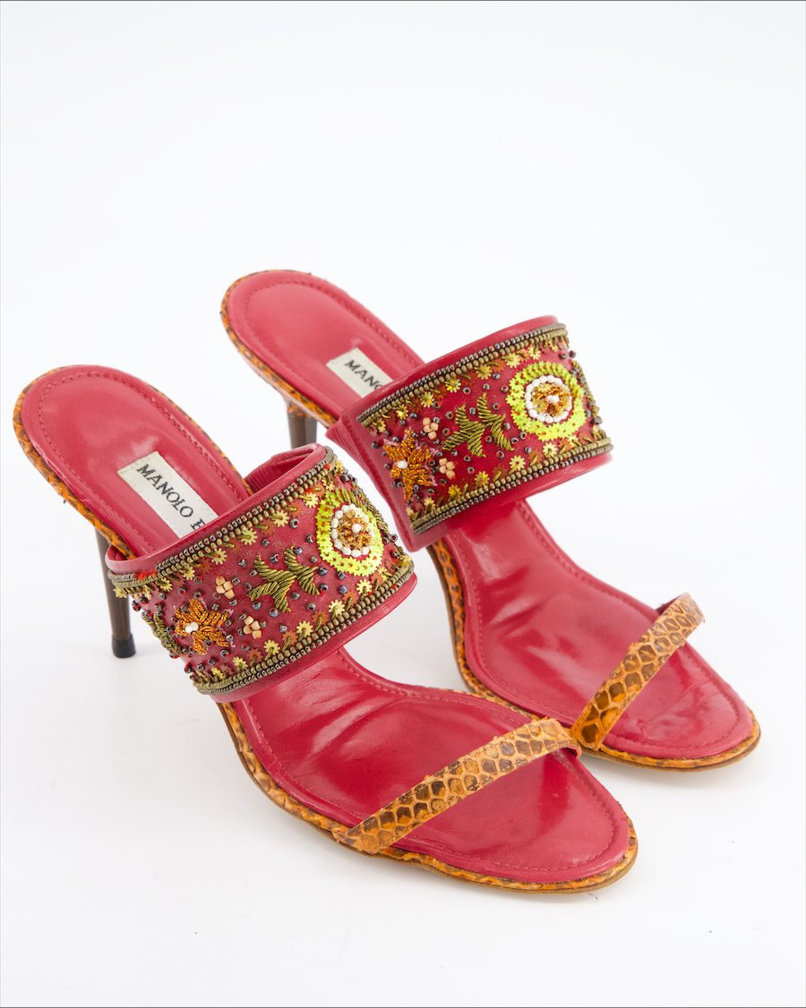 Manolo Blahnik Heels Leather Red Eu 37.5