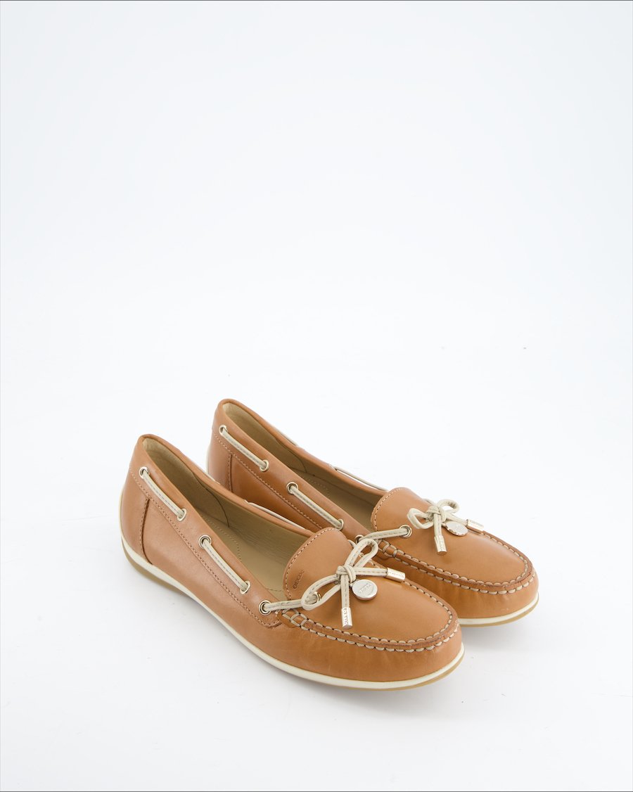 Geox Flats Leather Camel Eu 40