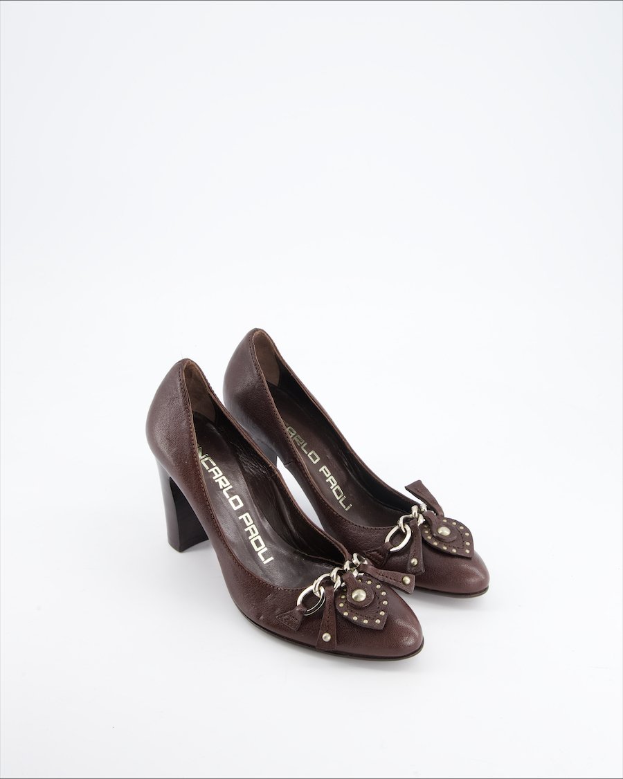 Giancarlo Paoli Heels Leather Burgundy Eu 36
