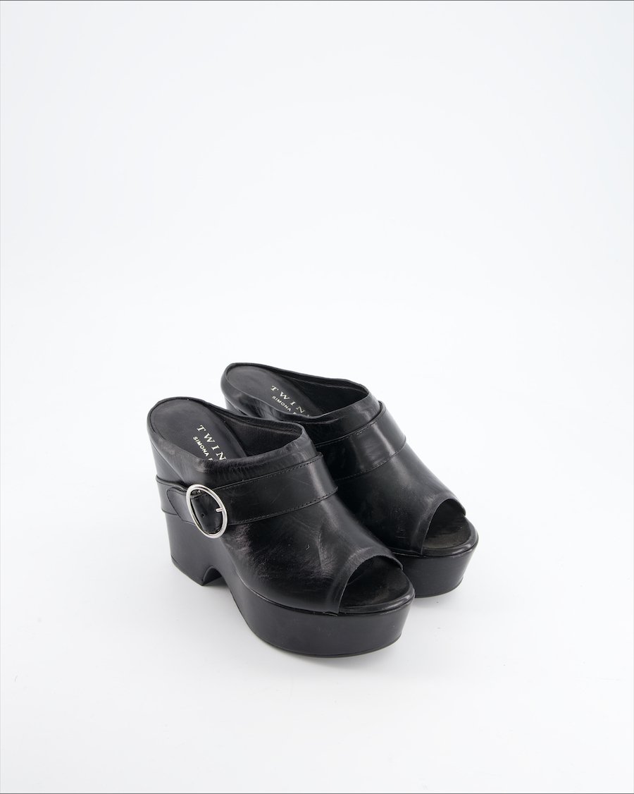Twinset Heels Leather Black Eu 36
