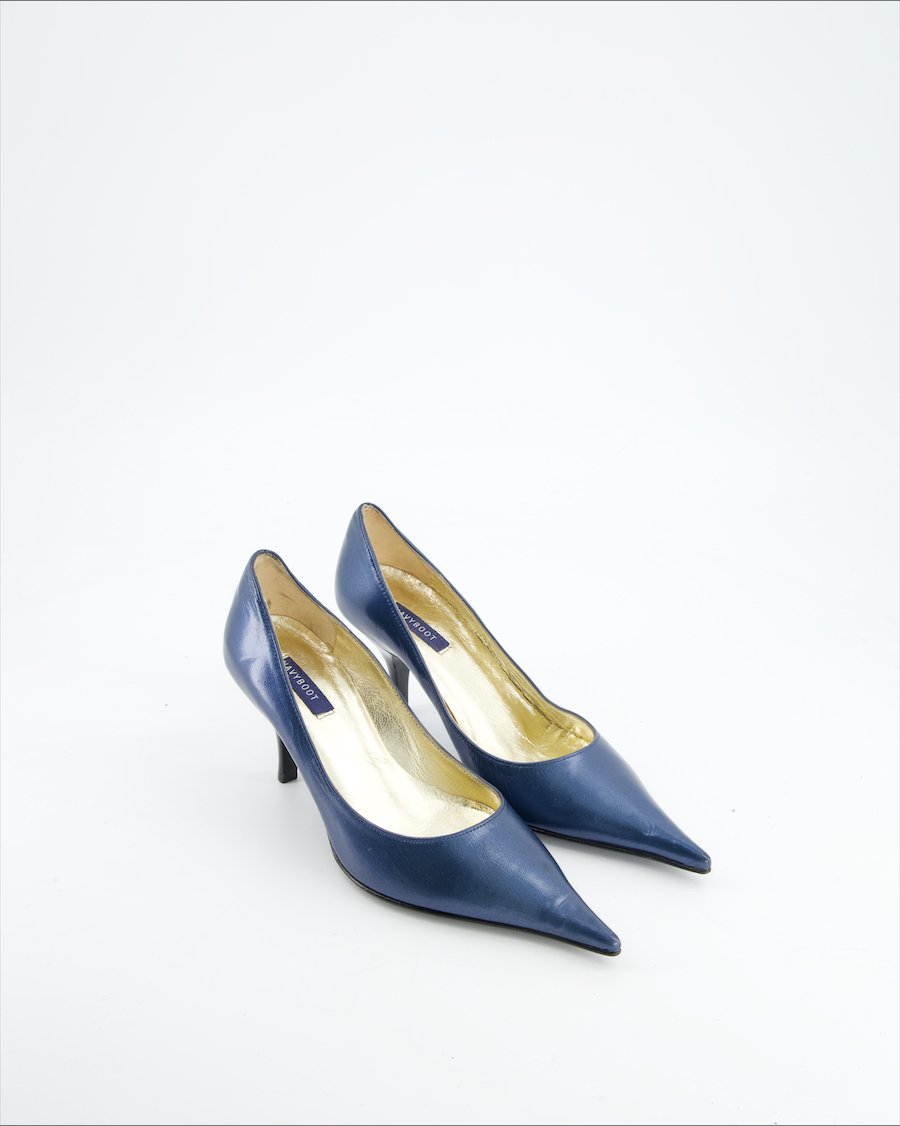 Navyboot Heels Leather Navy Eu 35