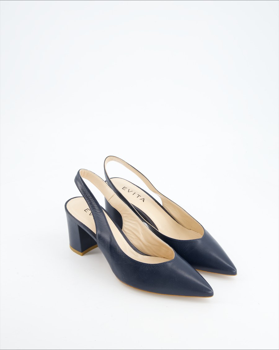Evita Heels Leather Navy Eu 37