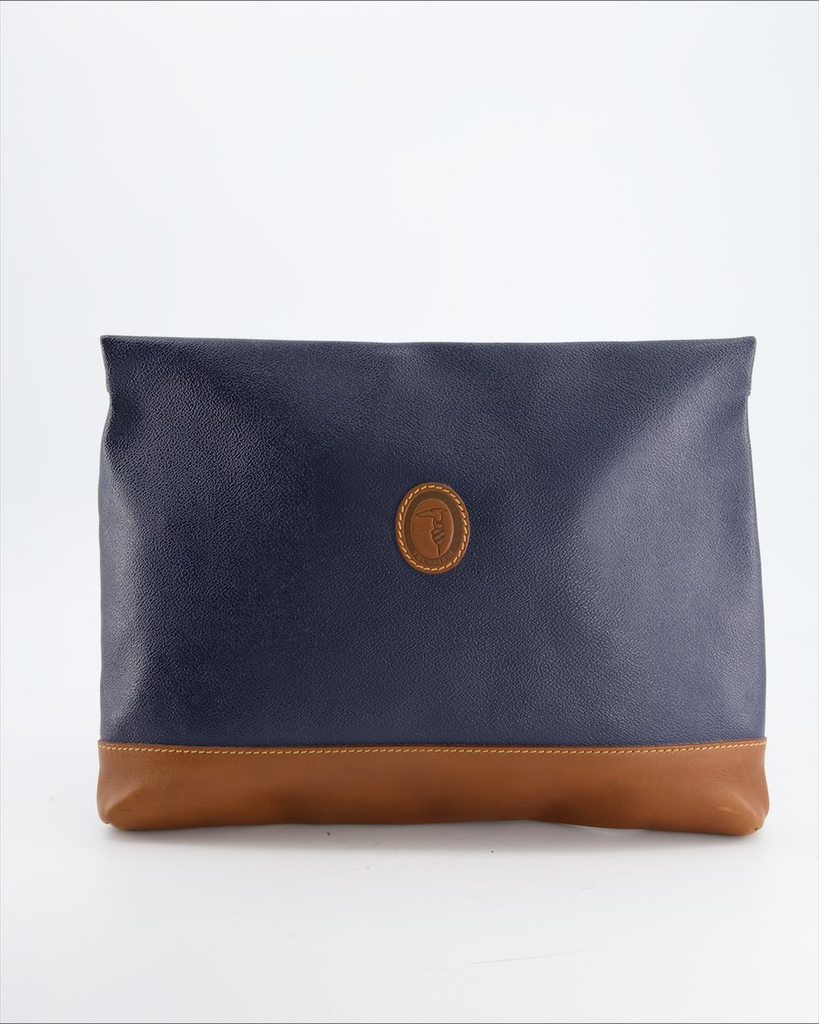 Trussardi Clutch Bag Leather Navy