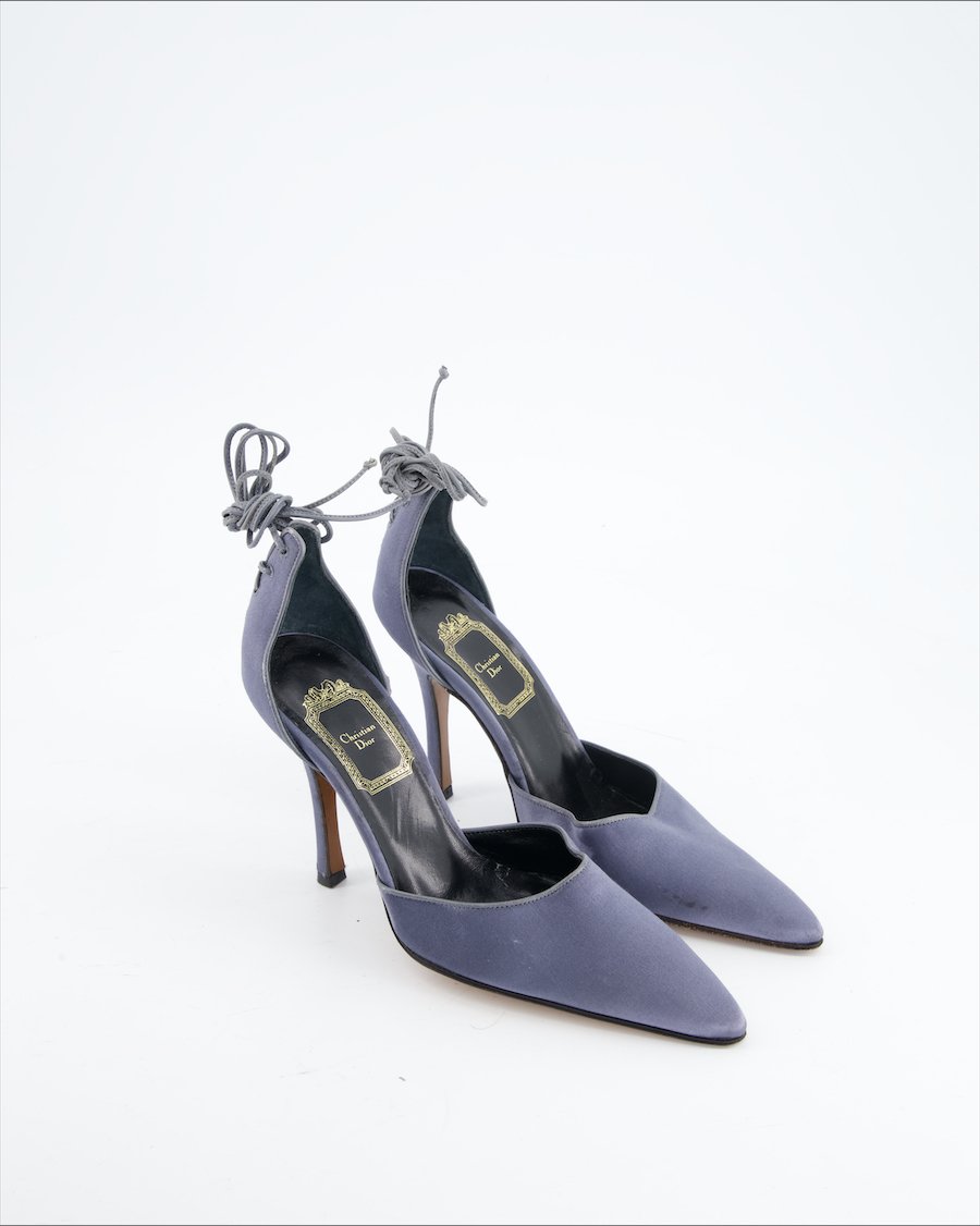 Christian Dior Heels Velvet Navy Eu 35.5