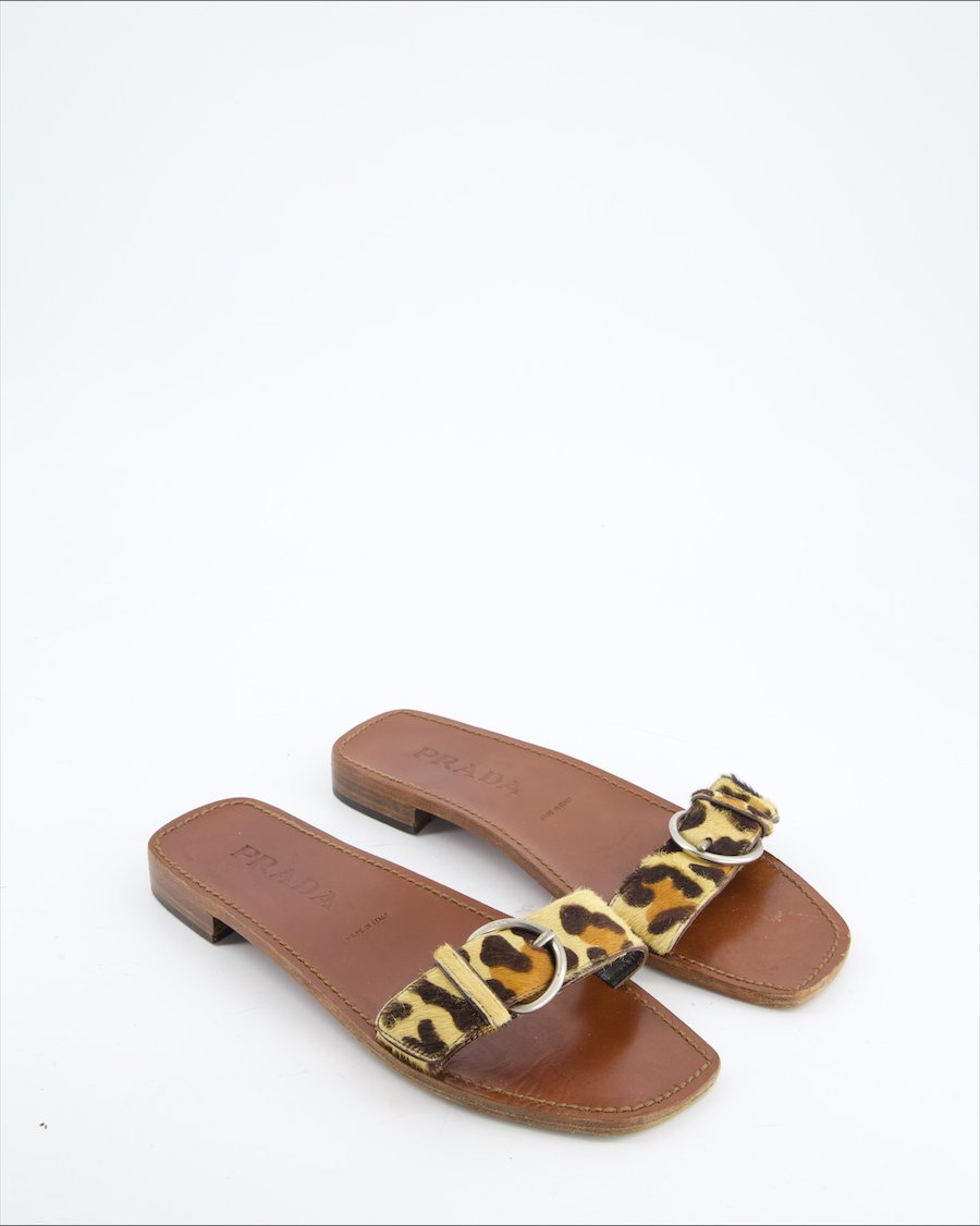 Prada Sandals Leather Brown Eu 39