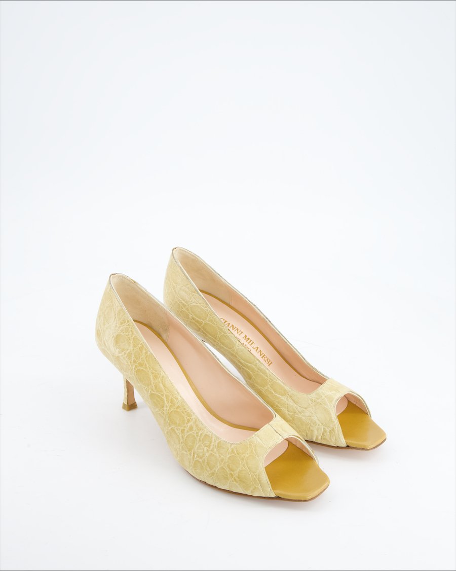 Gianni Milanesi Heels Leather Yellow Eu 38