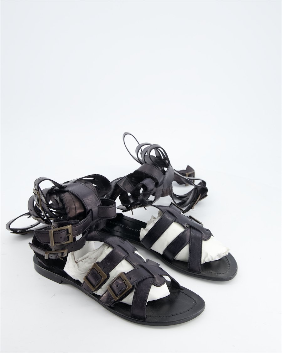 Roberto Santi Sandals Leather Black Eu 39