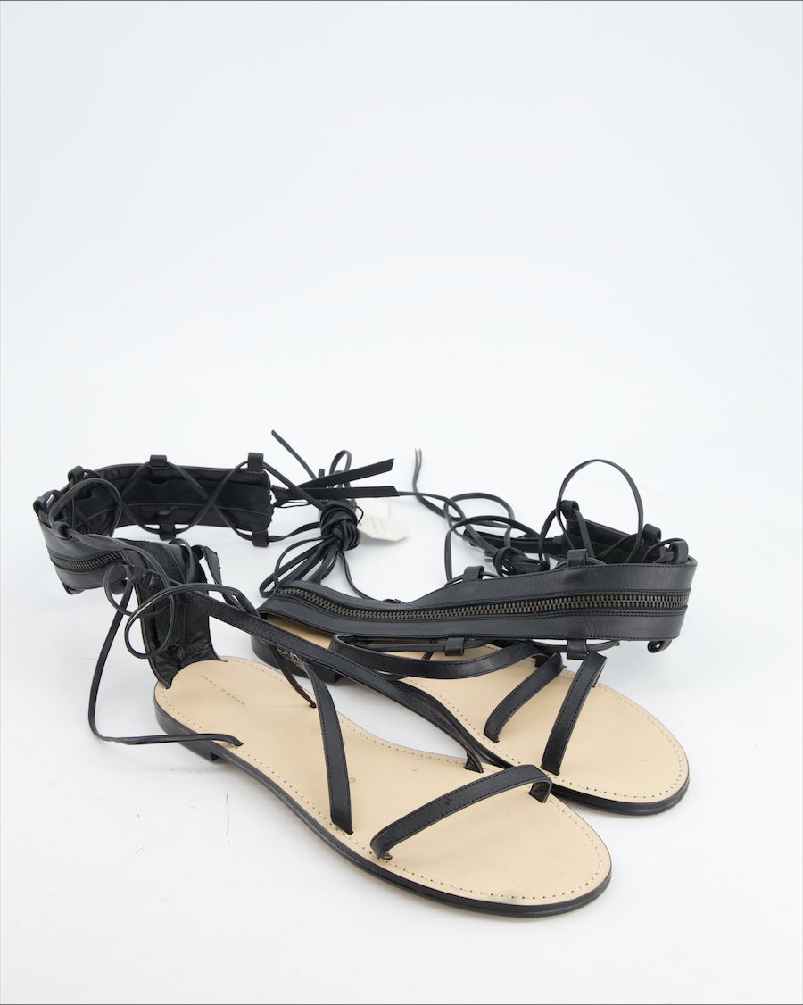 Zara Sandals Leather Black Eu 39