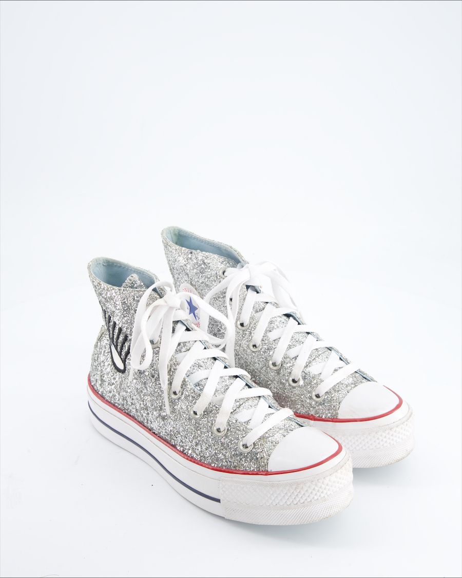 Converse Trainers Leather Silver EU 38