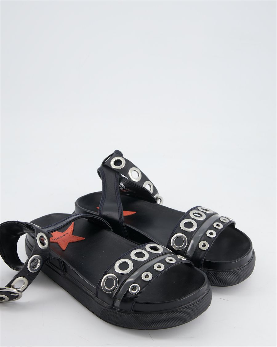 Diesel Sandals Leather Black Eu 41