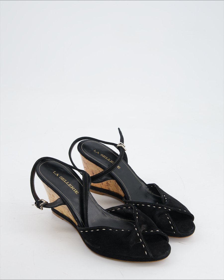 La Sellerie Sandals Velvet Black Eu 38.5