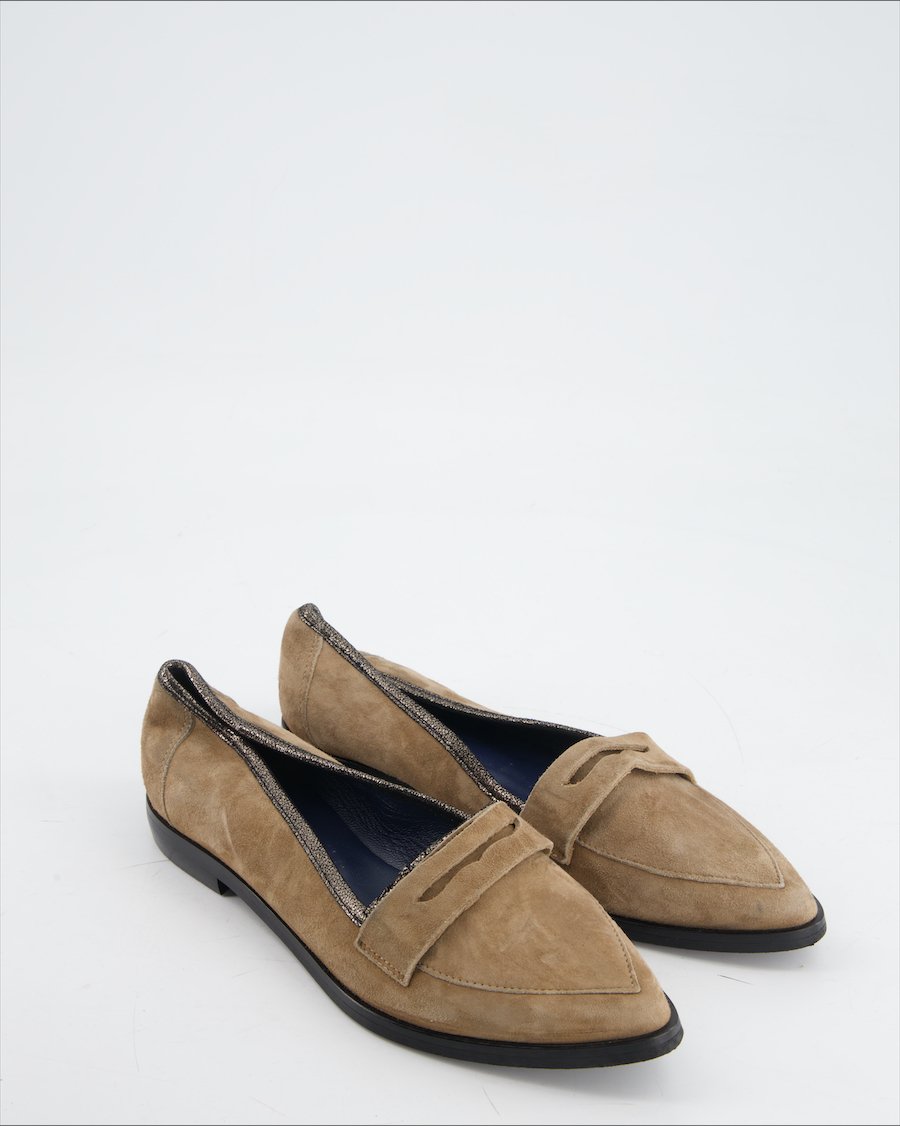 Pollini Flats Suede Beige Eu 37