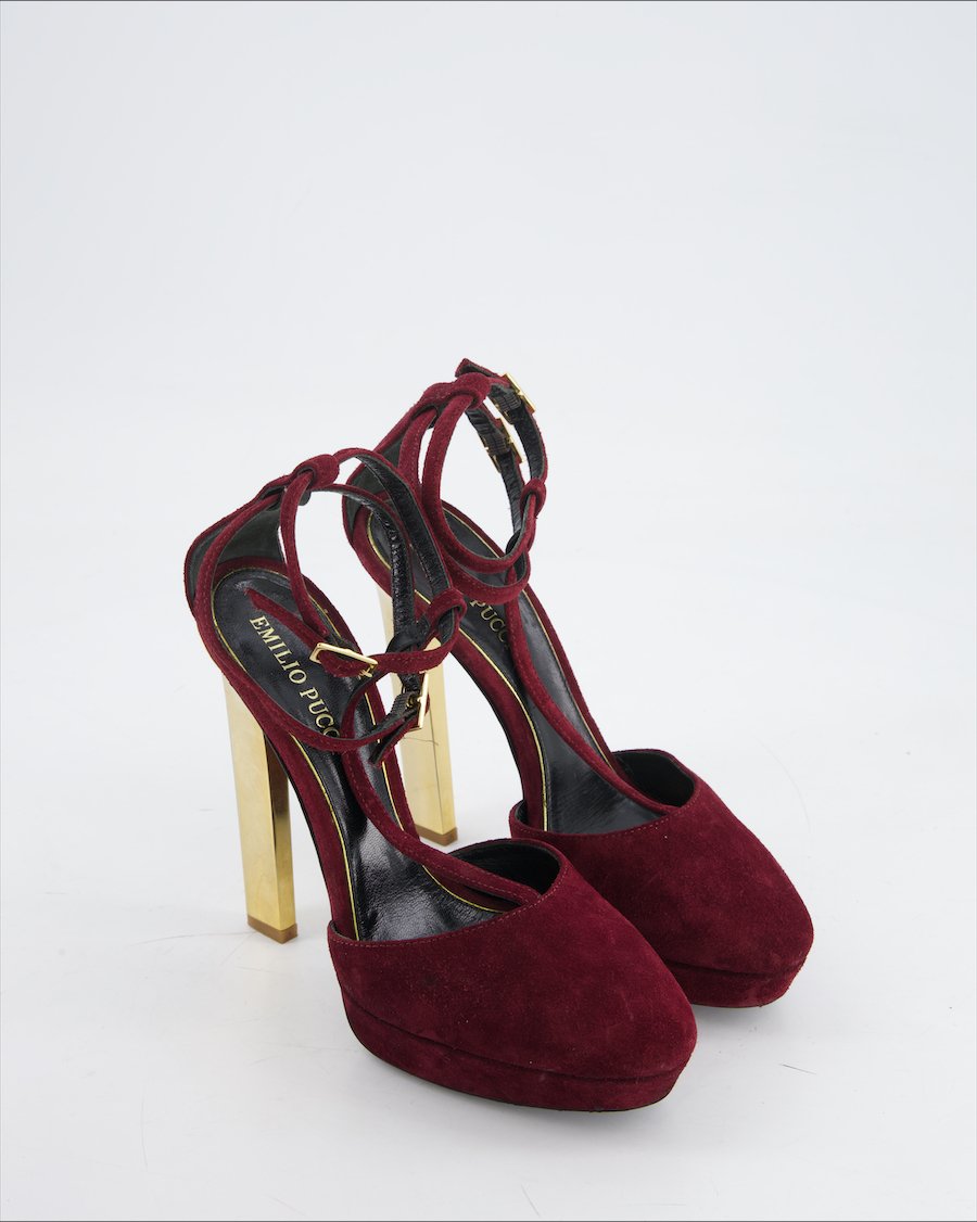 Emilio Pucci Heels Suede Burgundy Eu 38