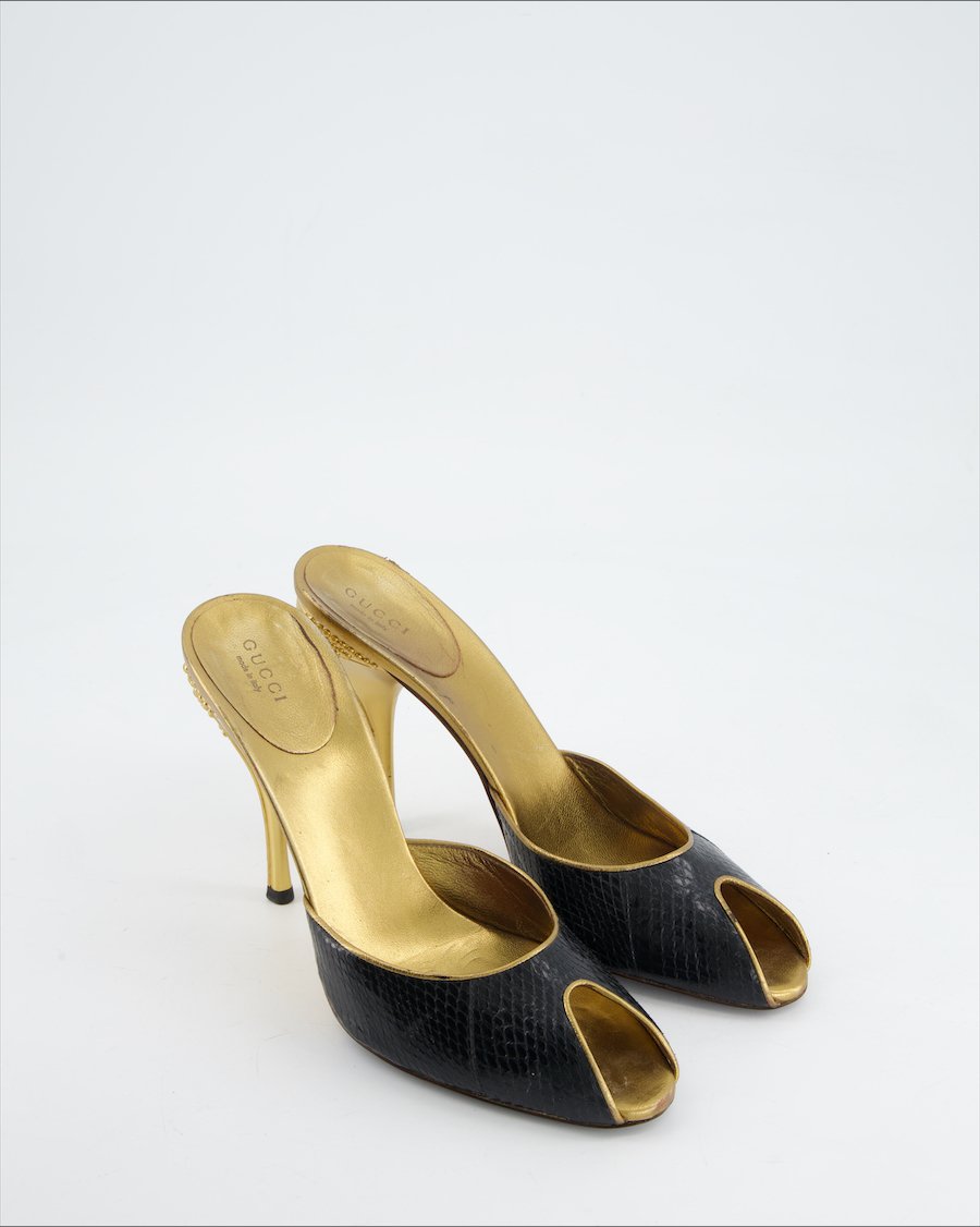 Gucci heels Leather Black Eu 40