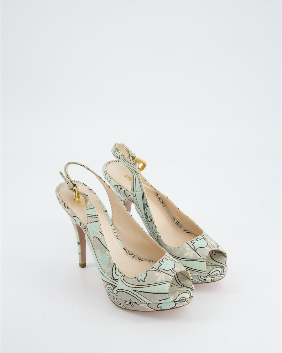 Prada Heels Leather Green Eu 35.5