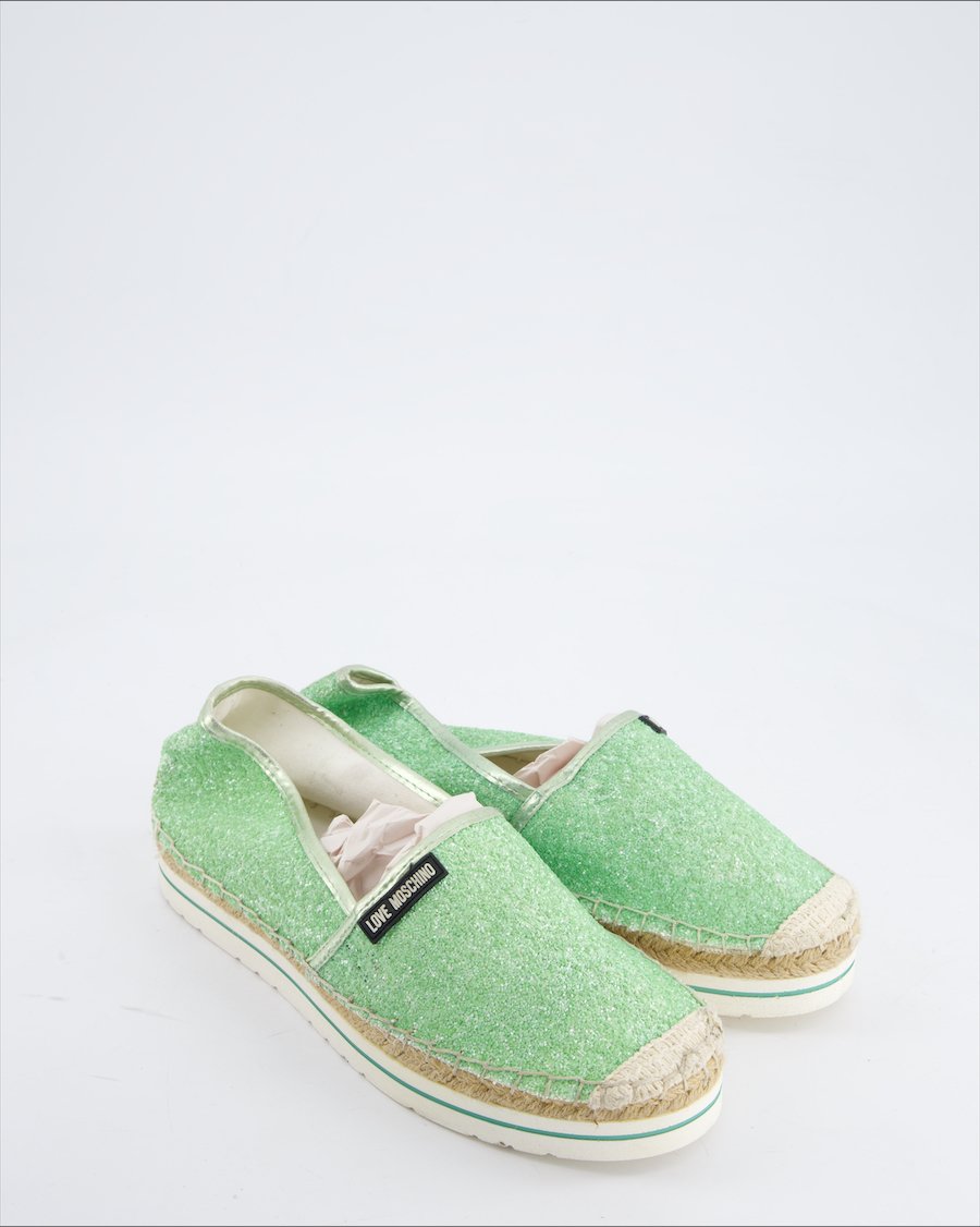 Love Moschino Flats Cloth Green Eu 38