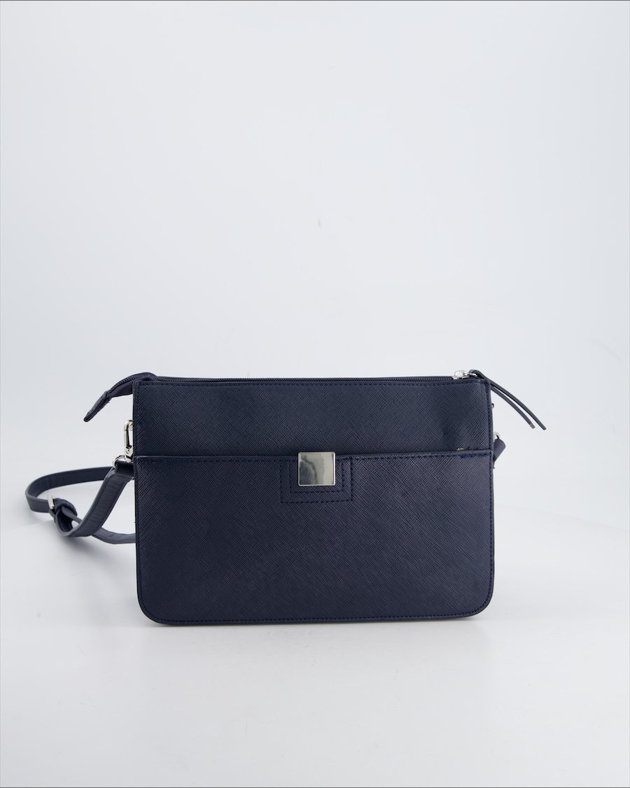 Non Signe / Unsigned Crossbody Bag Leather Blue