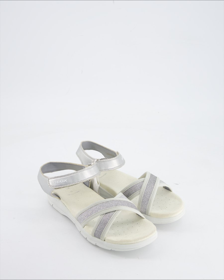 Geox Sandals Leather Silver Eu 36
