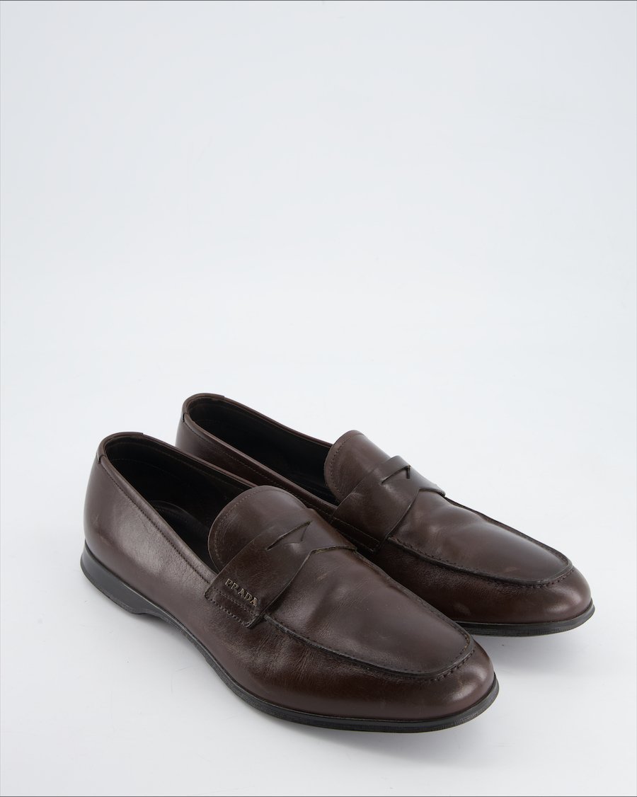 Prada Flats Leather Brown Eu 42.5