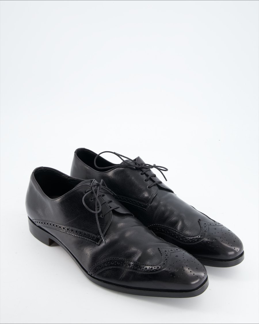 Prada Flats Leather Black 44.5