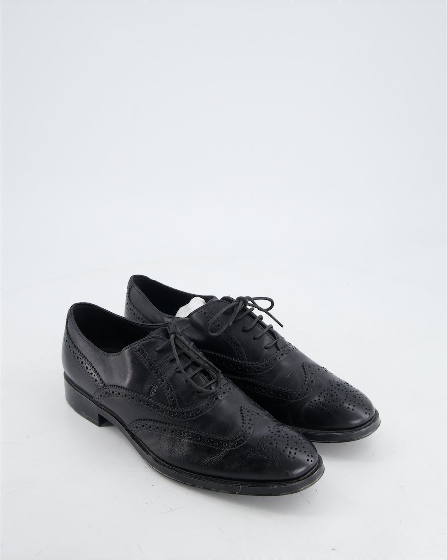Tod's Flats Leather Black Eu 39