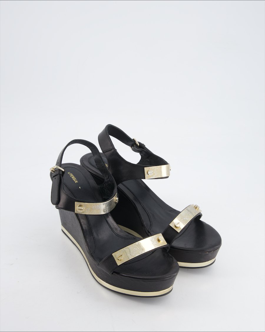 Uterque Sandals Leather Black Eu 41