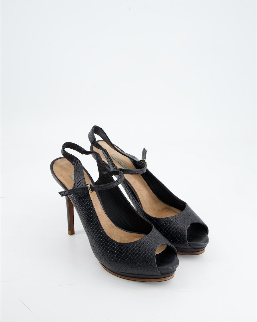 Uterque Heels Leather Black Eu 40