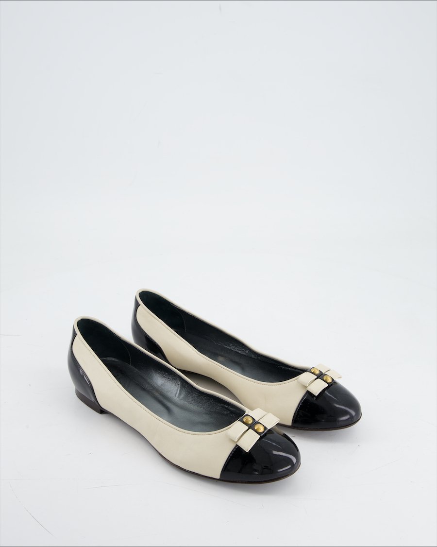 Bally Ballet Flats Leather Beige EU 37