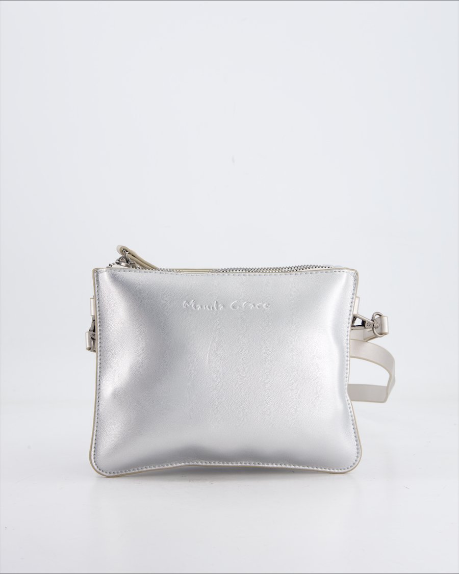 Manila Grace Shoulder Bag Polyurethane Silver