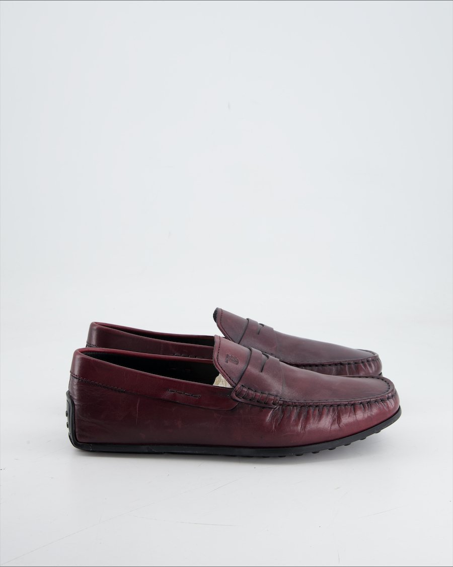 Tod's Flats Leather Burgundy Eu 39.5