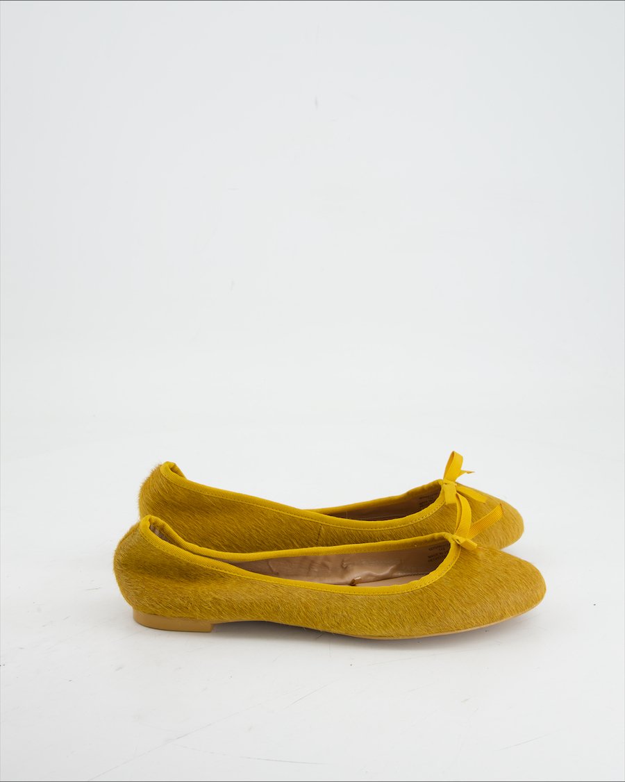 Zara Ballet Flats Faux Fur Yellow Eu 38