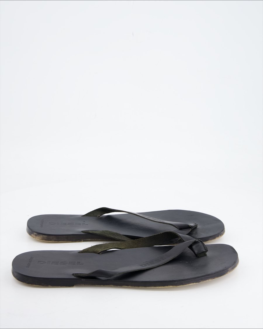 Diesel Sandals Leather Black Eu 43