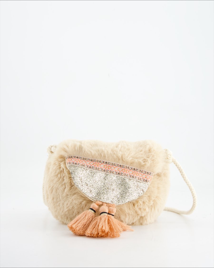 Zara Crossbody Bag Faux fur Beige