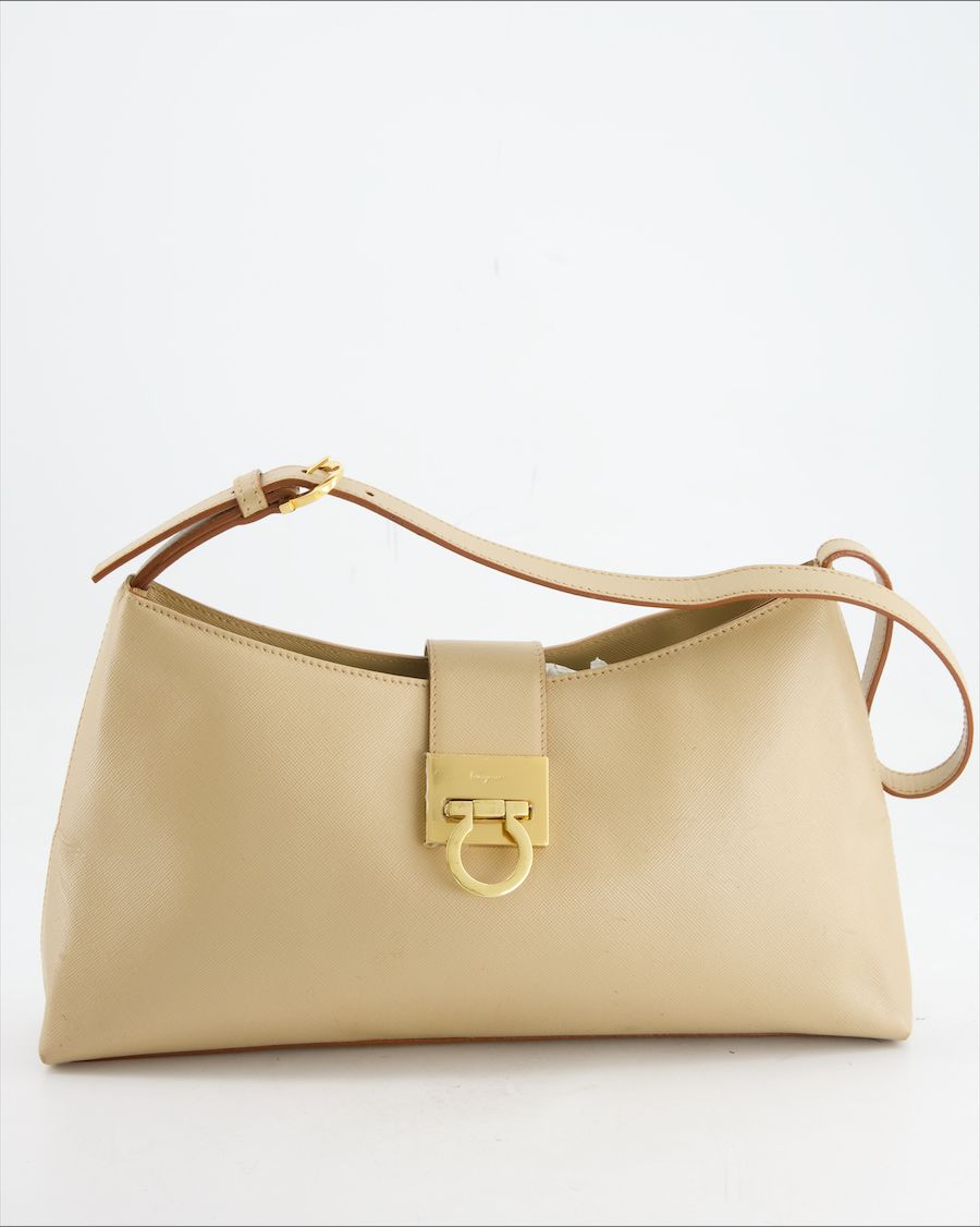 Salvatore Ferragamo Shoulder Bag Leather Beige