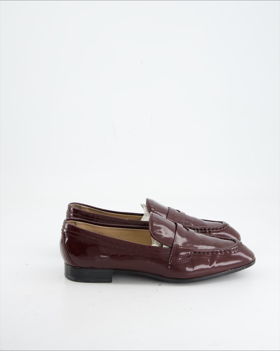 Tod's Flats Leather Burgundy Eu 37