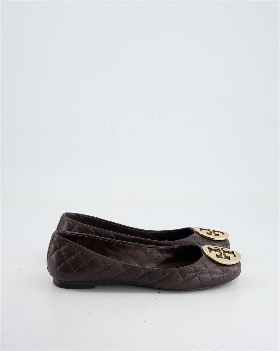 Tory Burch Ballet Flats Leather Brown Eu 36