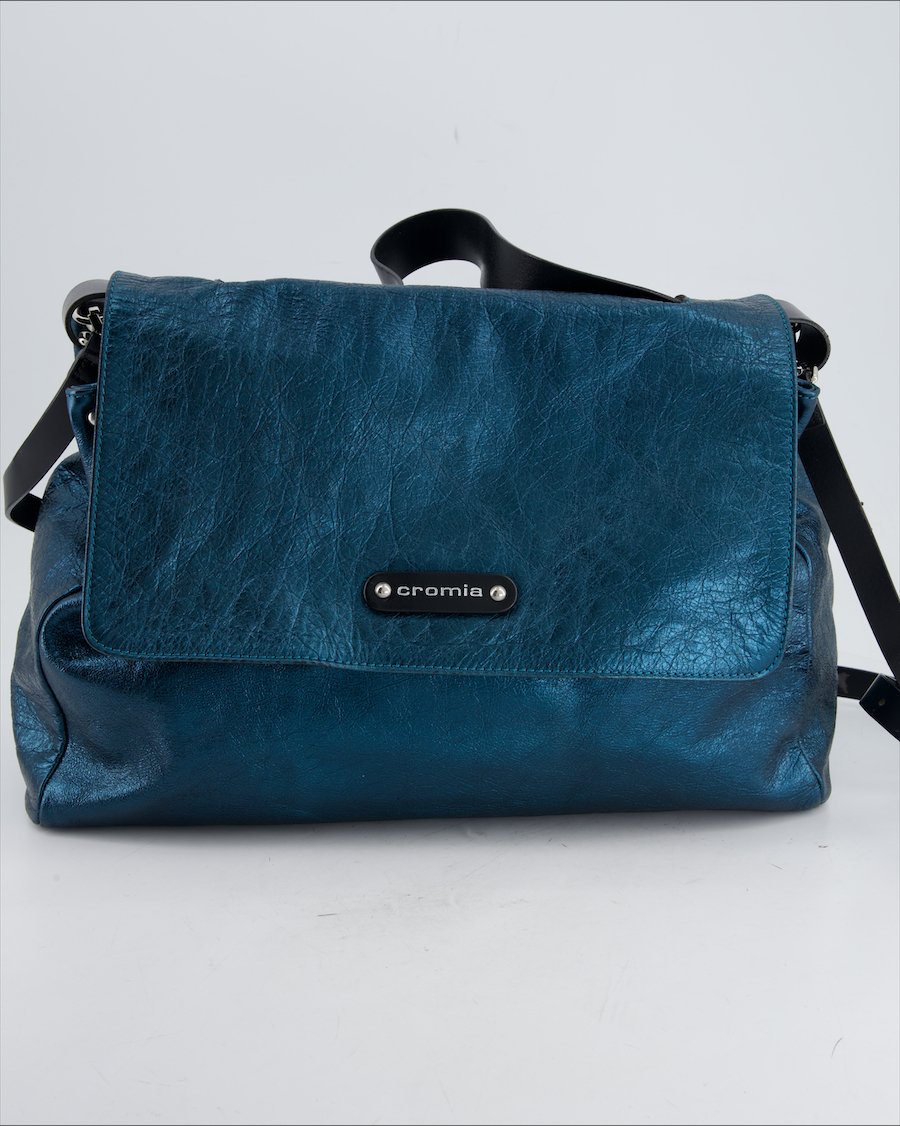 Cromia Handbag Leather Blue