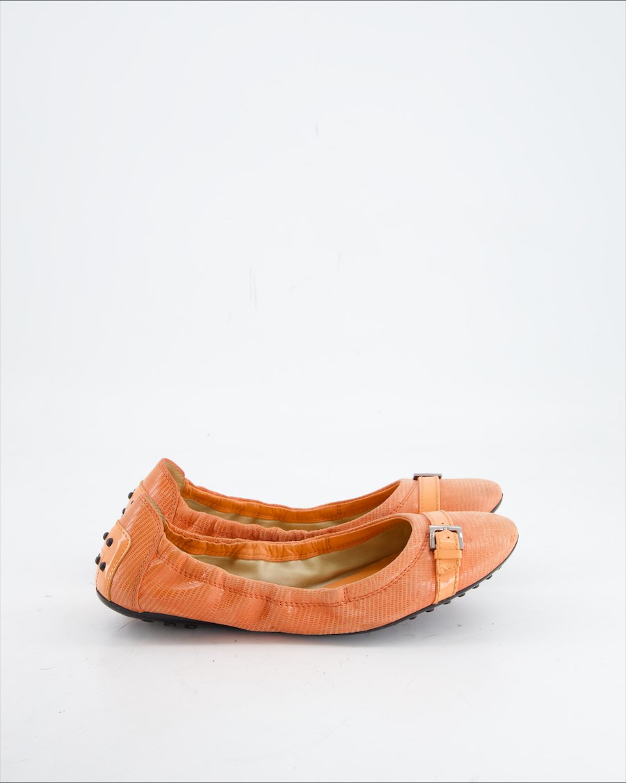 Tod's Flats Leather Orange Eu 36.5