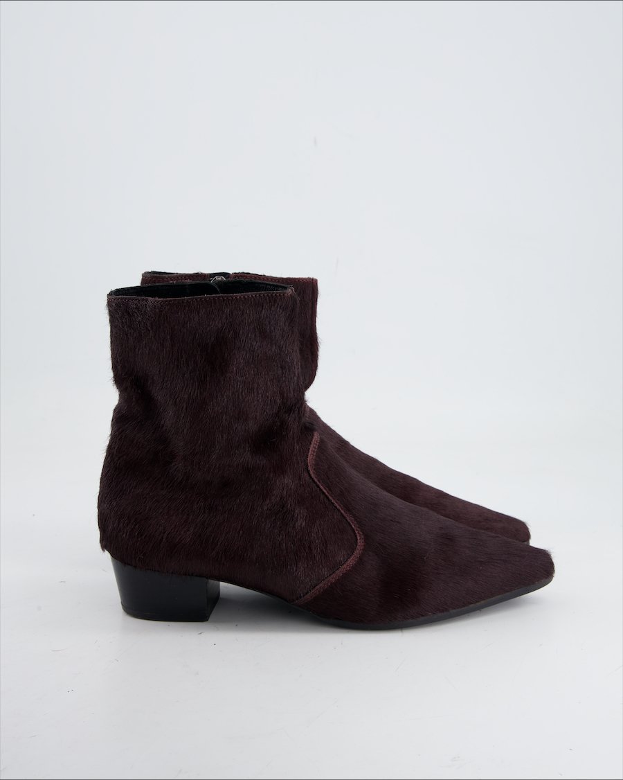 Uterque Ankle Boots Faux Fur Burgundy Eu 38