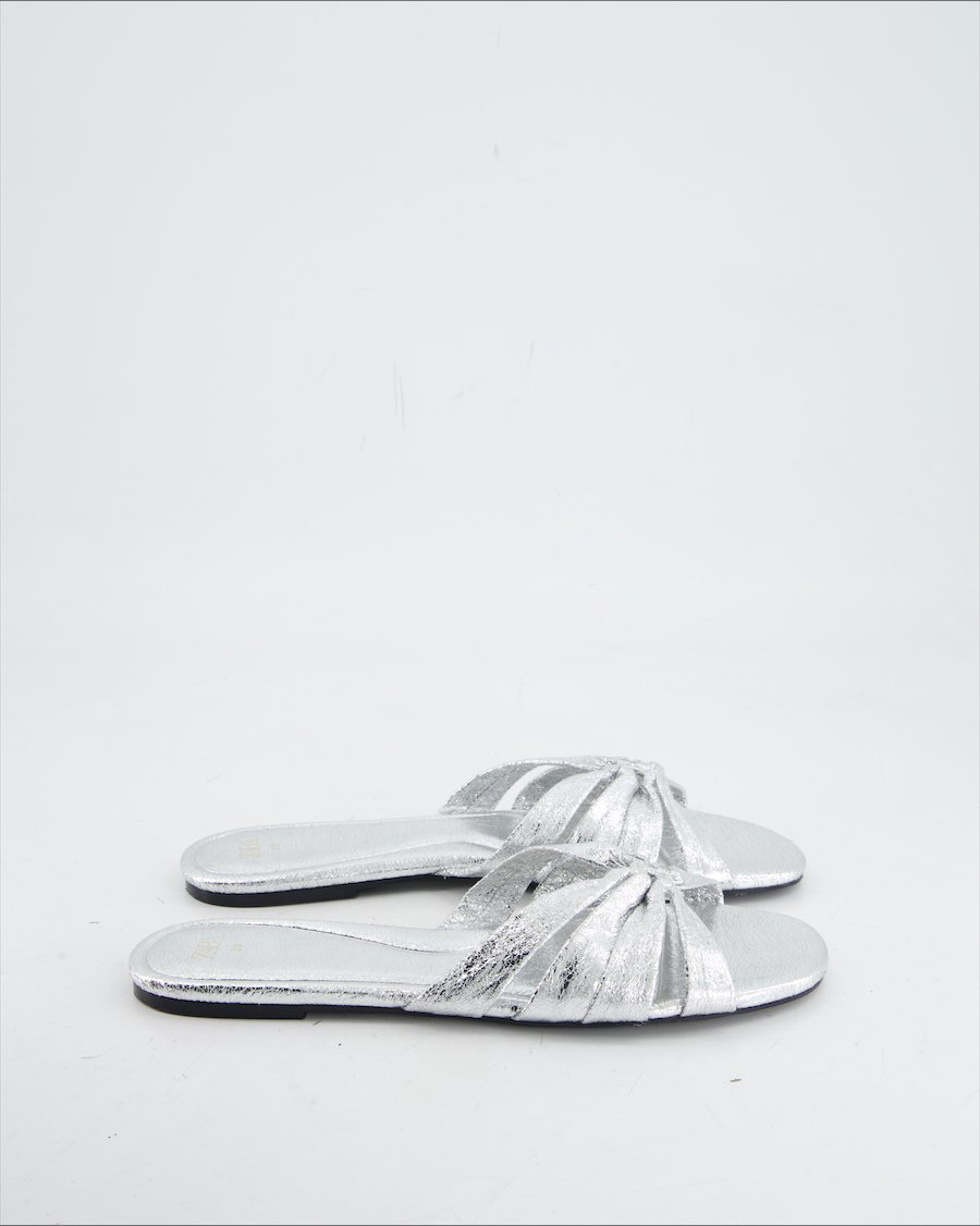 Zara Sandals Leather Silver Eu 39