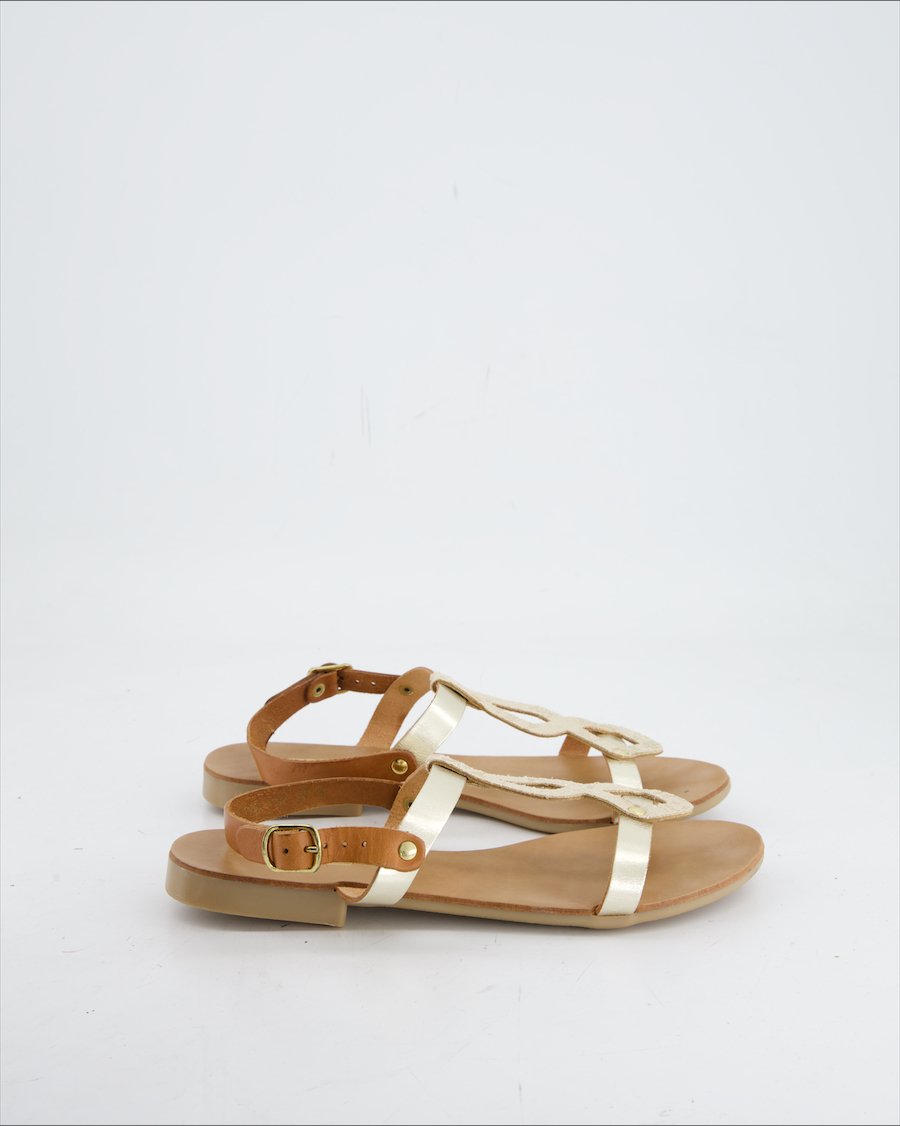 5th Avenue Sandals Leather Gold Eu 37