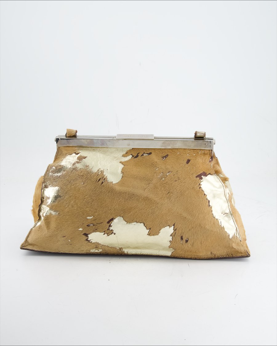 Claudio Orciani Shoulder Bag Faux Fur Beige