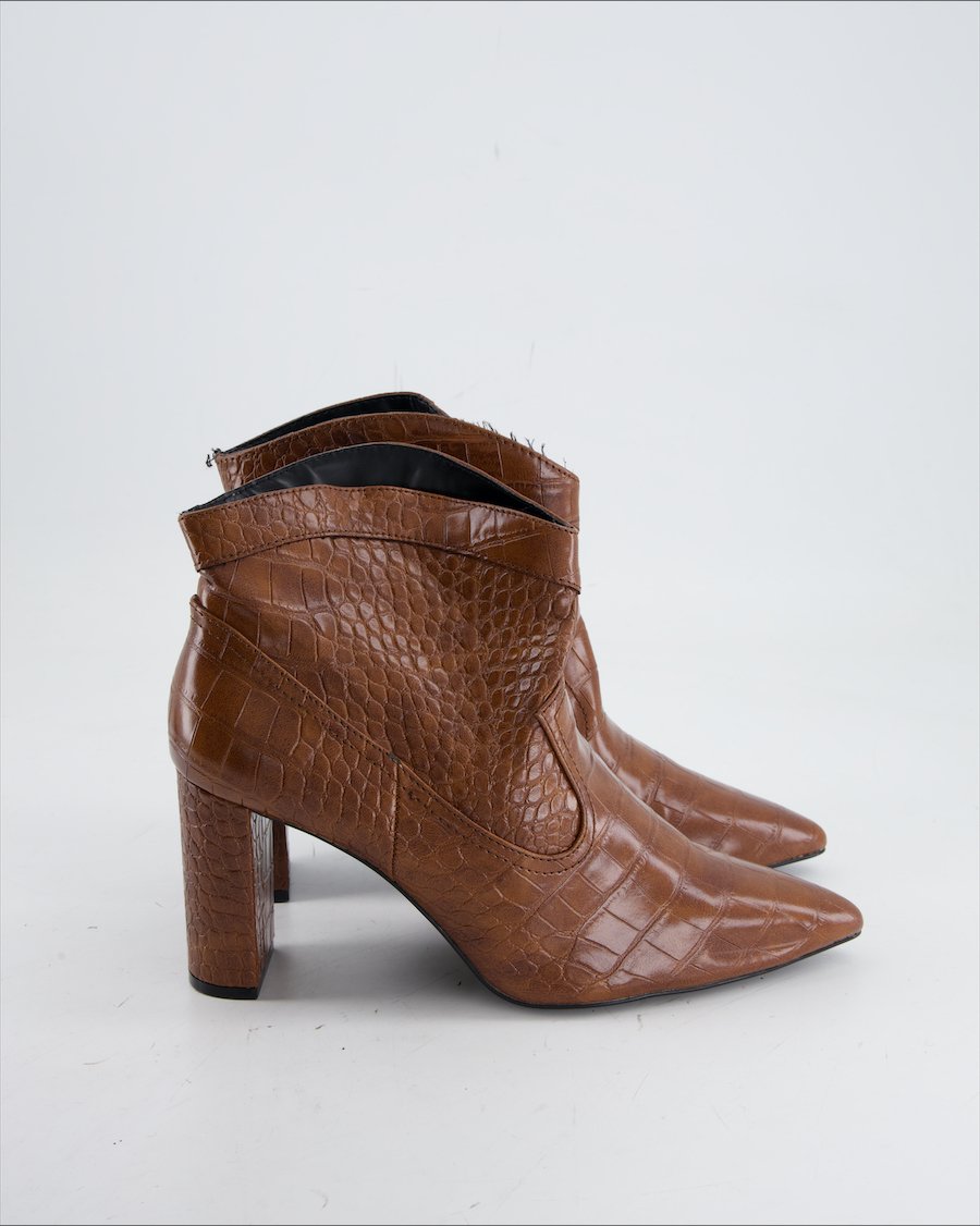 Mango Ankle Boots Leather Brown