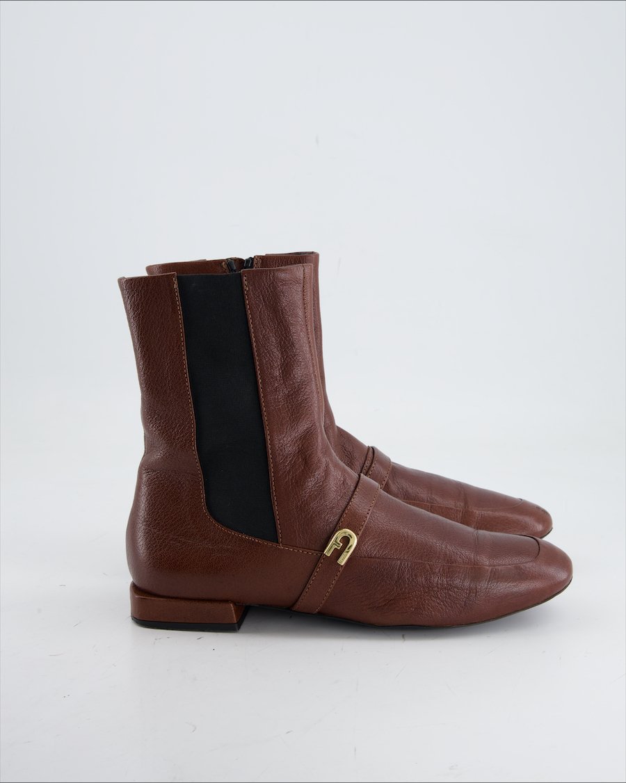 Furla Ankle Boots Leather Brown Eu 38.5