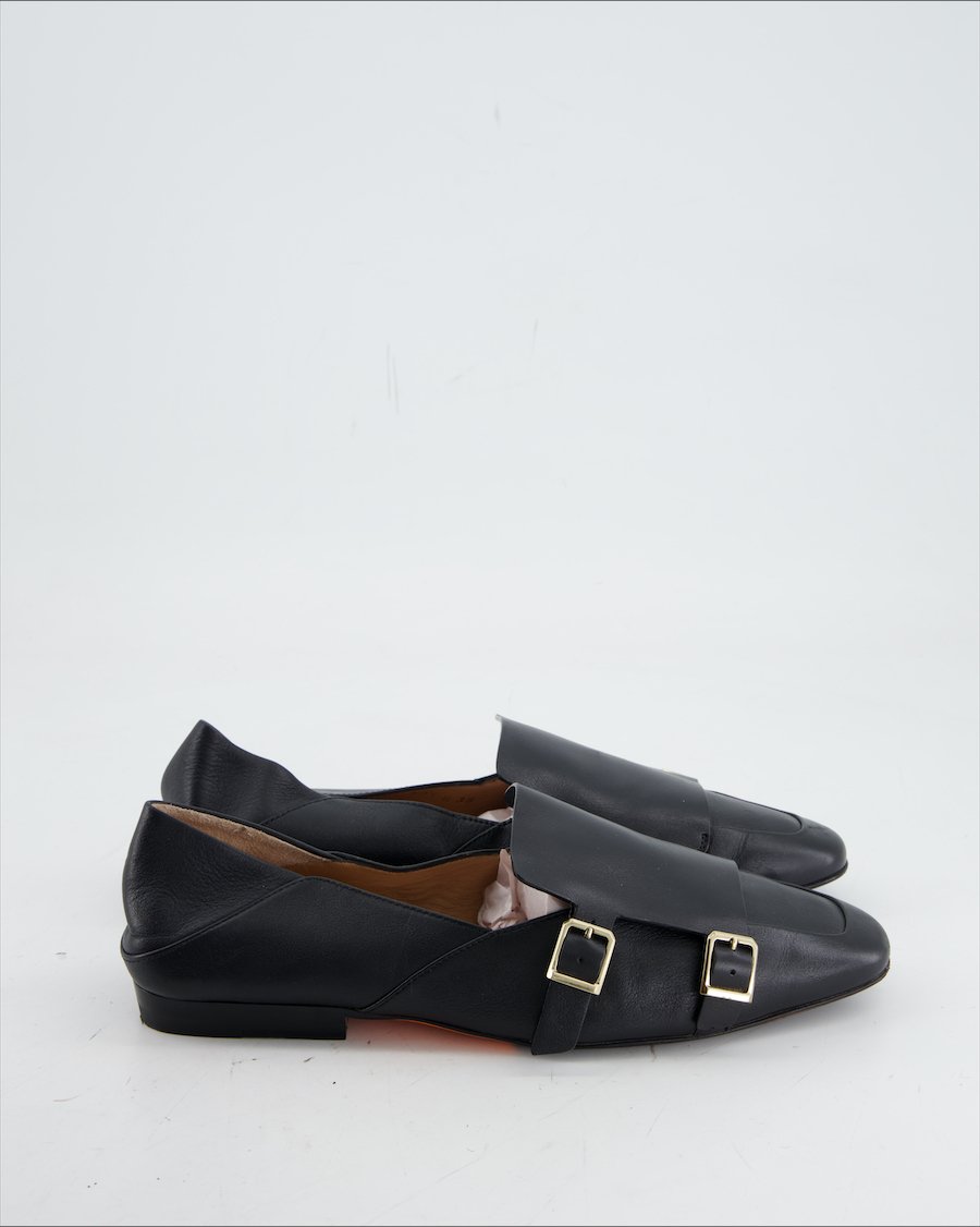 Santoni Flats Leather Black Eu 38
