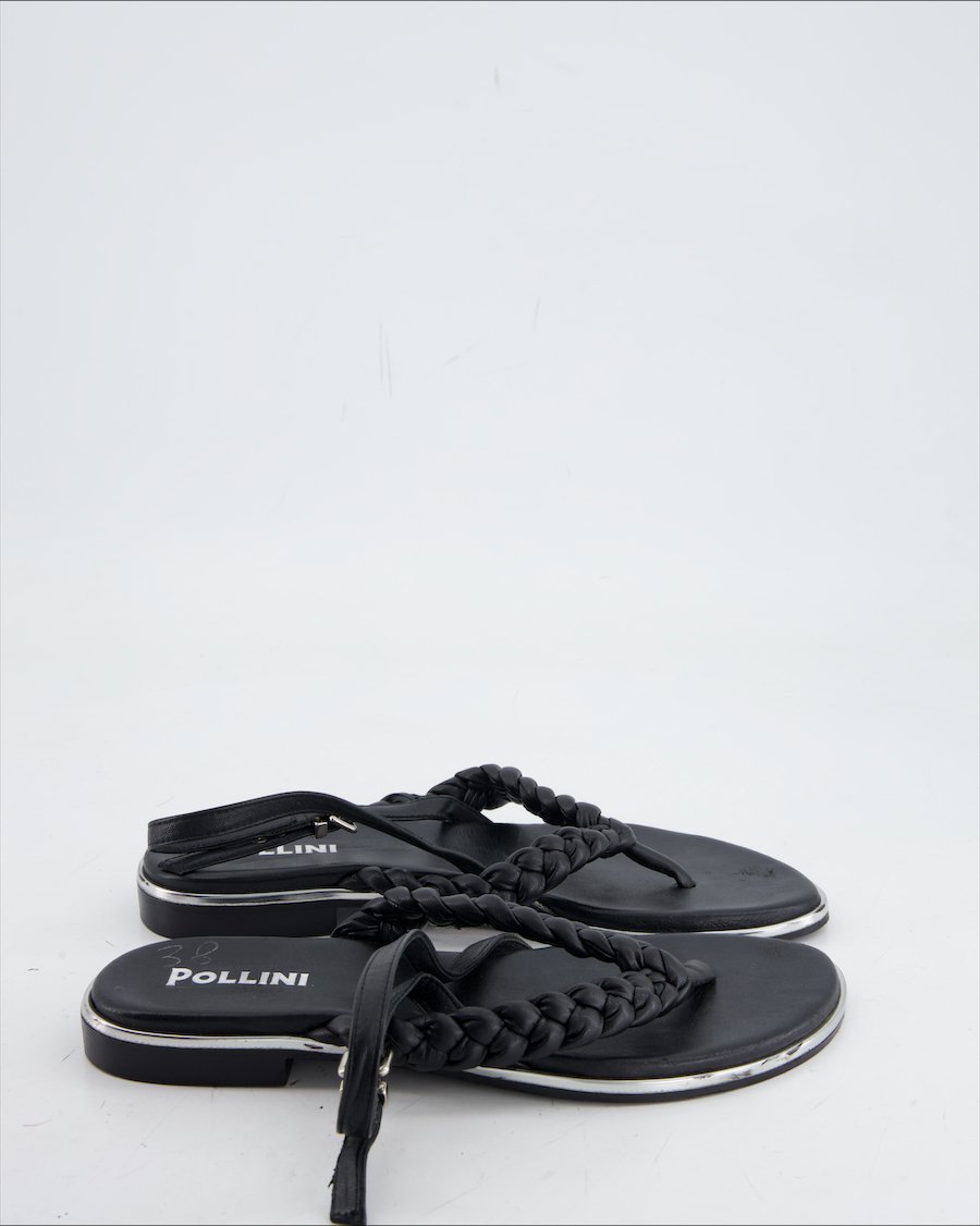 Pollini Sandals Leather Black Eu 38