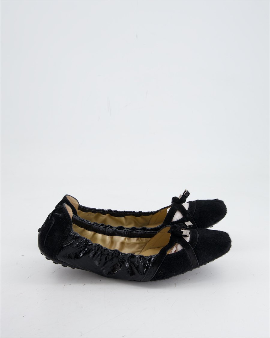 Tod's Ballet Flats Leather Black Eu 38.5