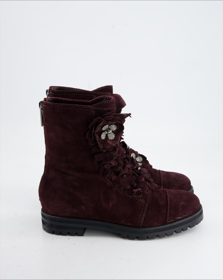 Jimmy Choo Boots Suede Burgundy Eu 38.5
