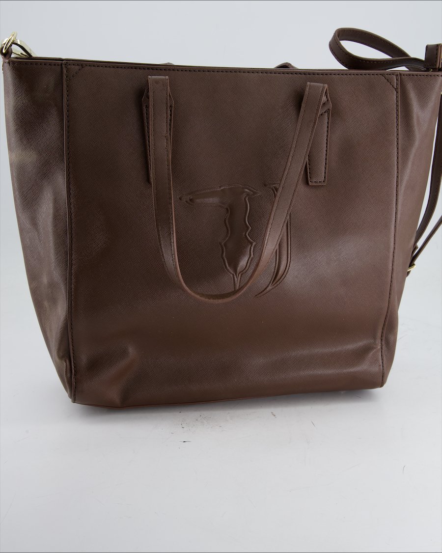 Trussardi Jeans Shoulder Bag Leather Brown