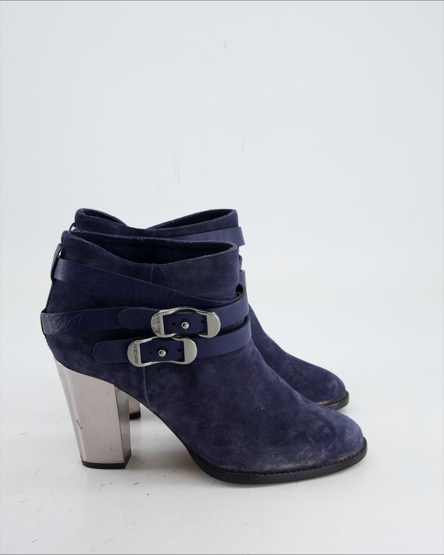 Jimmy Choo Ankle Boots Suede Blue Eu 38.5